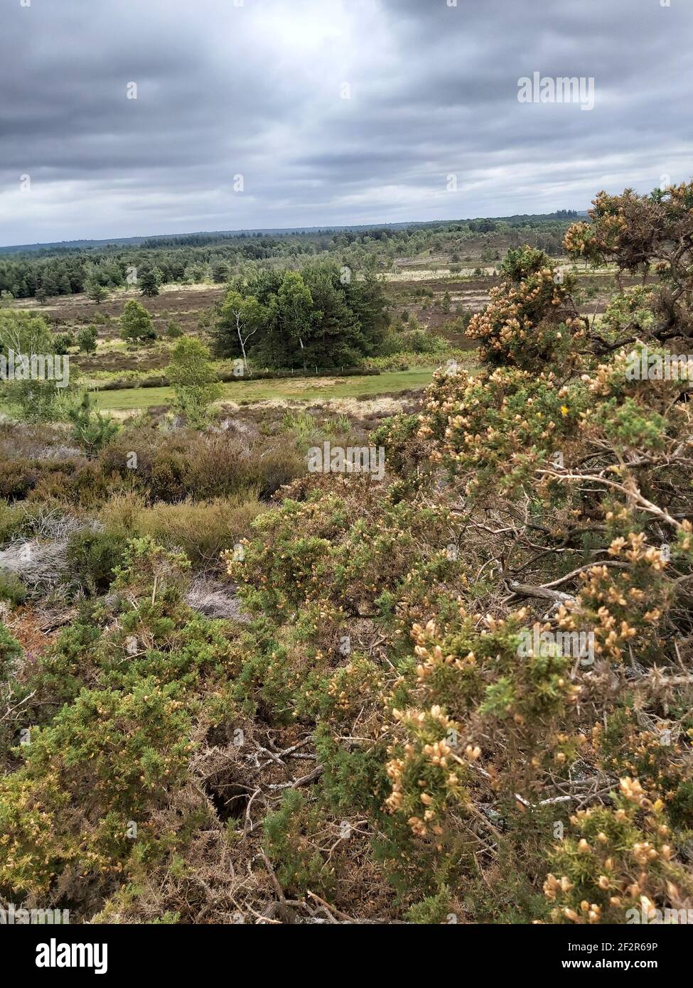 Panoramic view out across the hills and the valleys Stock Photo