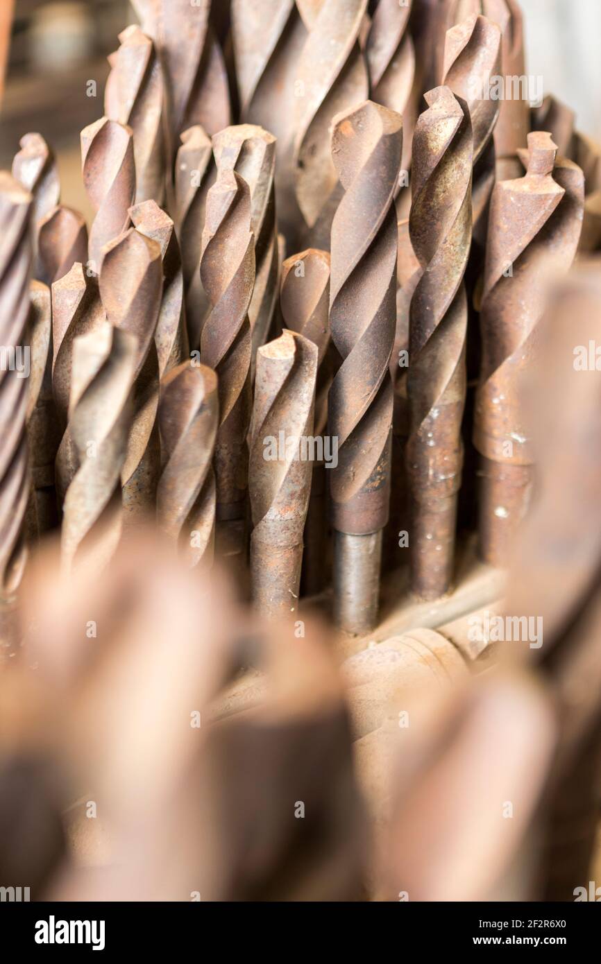 Close-up of old drill bits Stock Photo