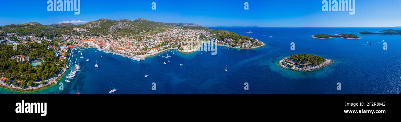 Aerial view of Croatian town Hvar Stock Photo - Alamy