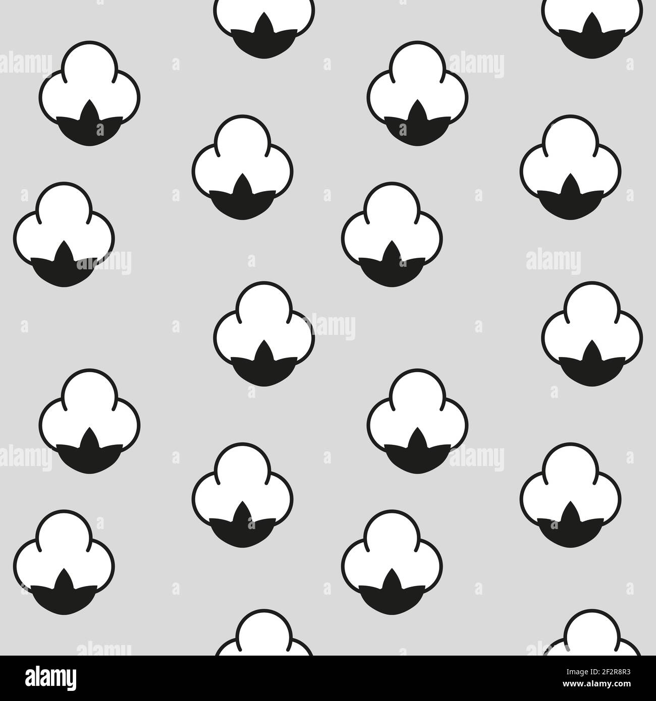 Cotton Flower Icon Seamless Pattern, Cotton Ball, Cotton Fiber Seamless