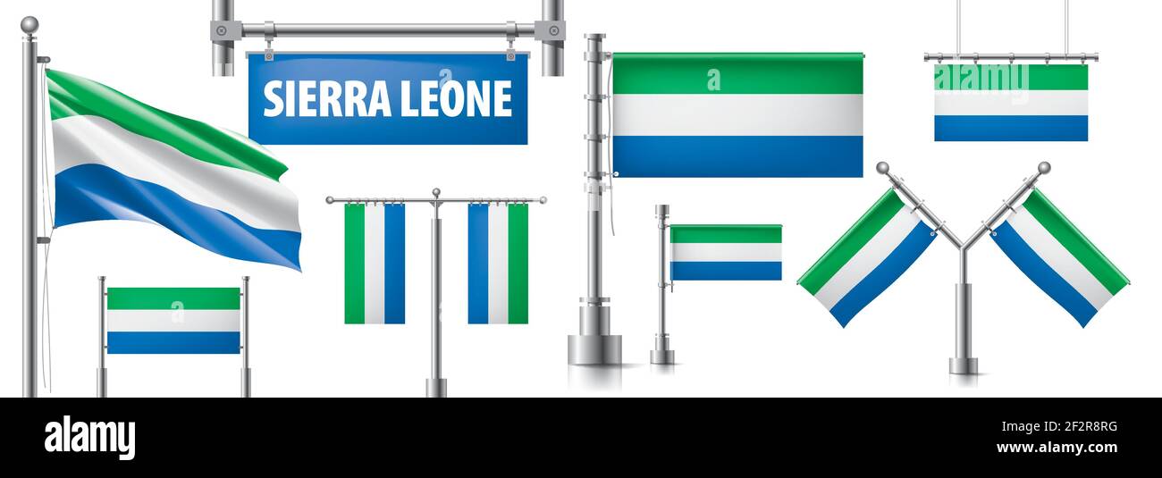 Vector set of the national flag of Sierra Leone in various creative ...