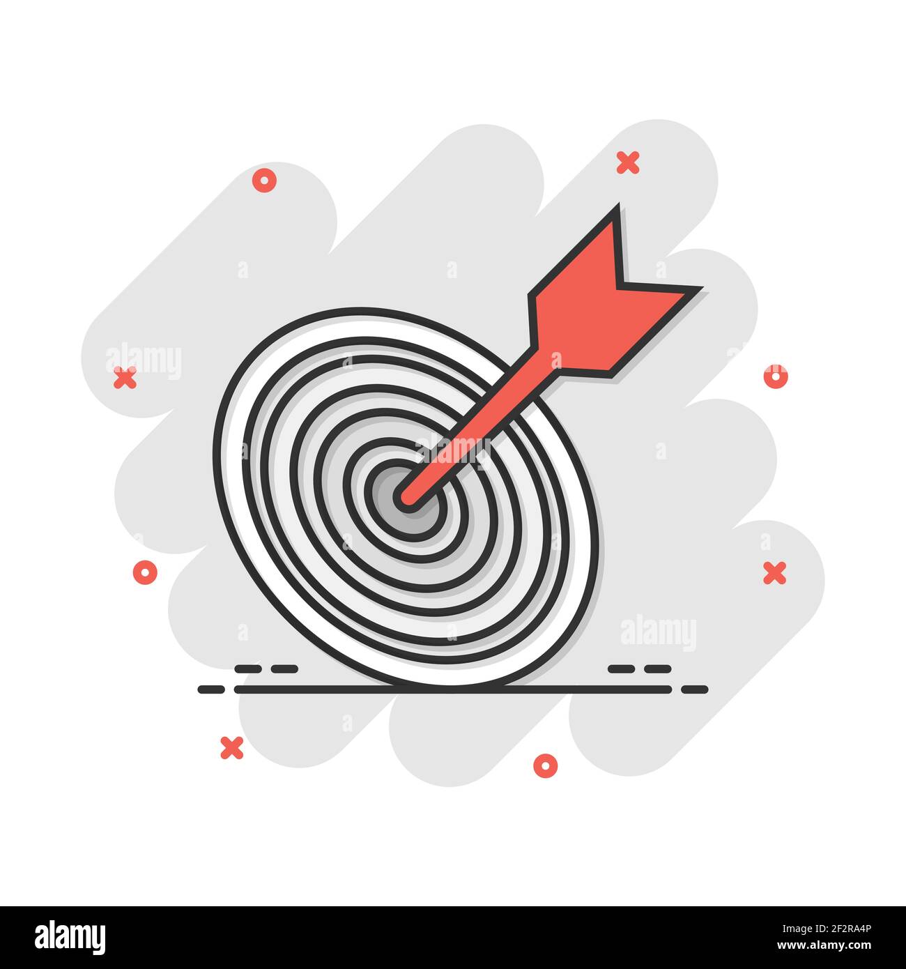 Vector cartoon target aim icon in comic style. Darts game sign ...