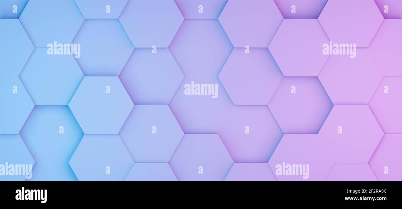 Hexagons or honeycombs tiles, 3D rendering hexagonal wallpaper