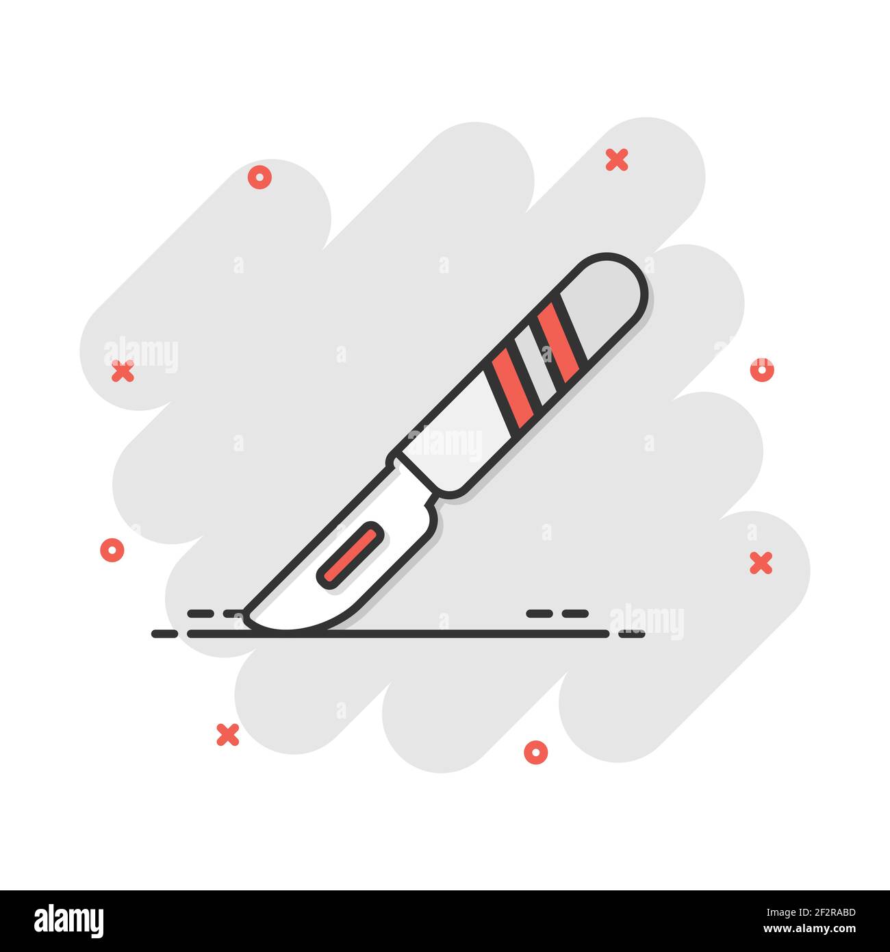 Vector cartoon medical scalpel icon in comic style. Hospital surgery