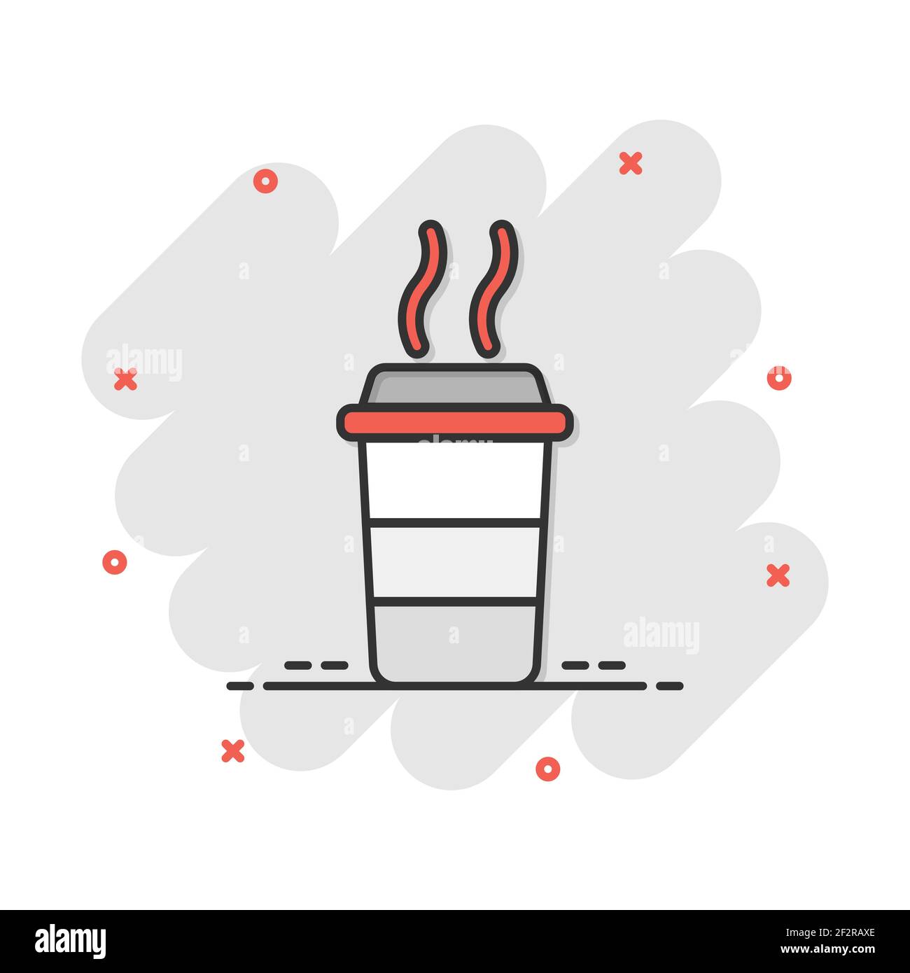 Vector cartoon coffee cup icon in comic style. Tea mug sign