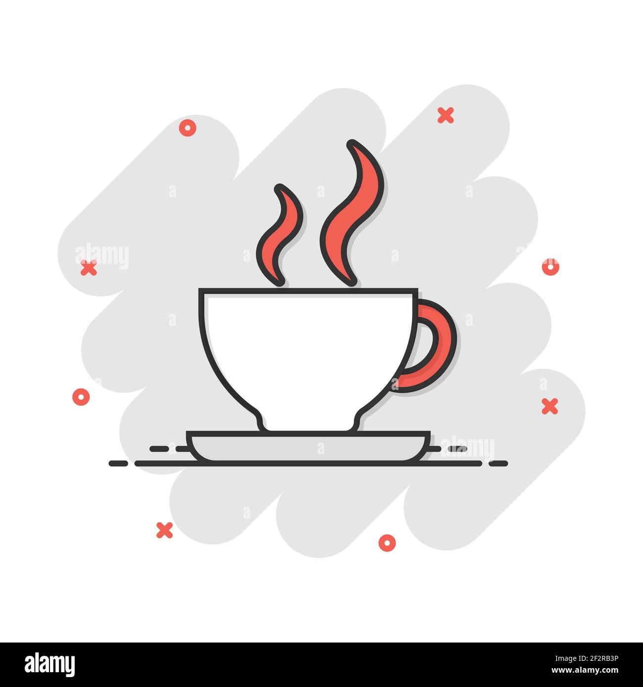 Vector cartoon coffee cup icon in comic style. Tea mug sign ...