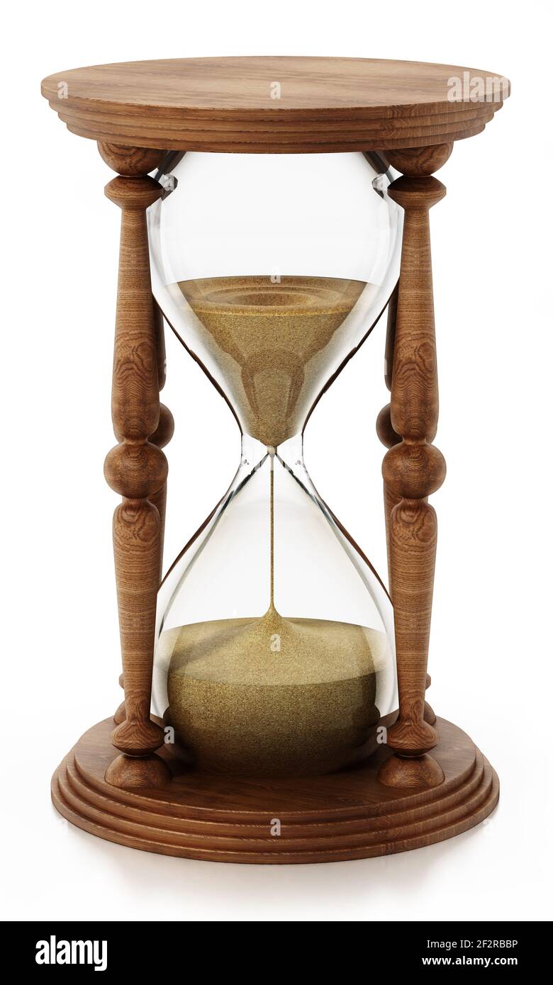 Hourglass isolated on white background. 3D illustration Stock Photo - Alamy