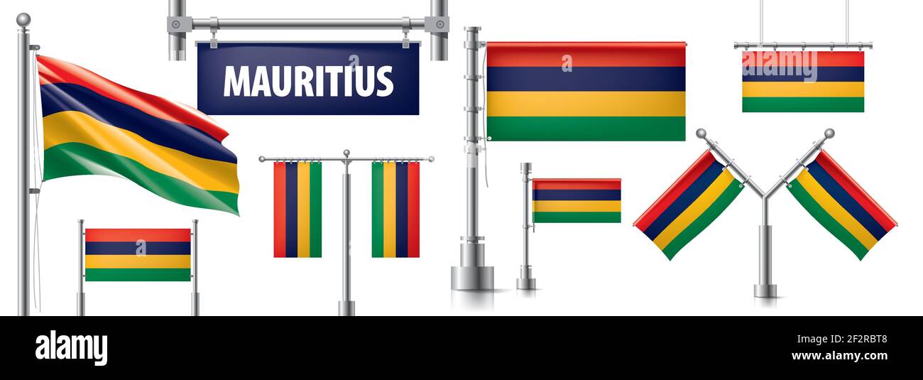 Vector set of the national flag of Mauritius in various creative ...