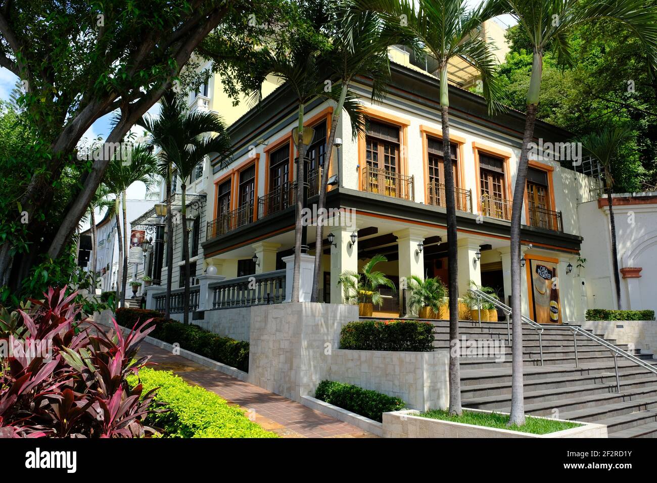Ecuador Guayaquil Colonial houses in Numa Pompilio Llona street Stock