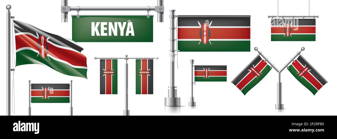 Vector set of the national flag of Kenya in various creative designs ...