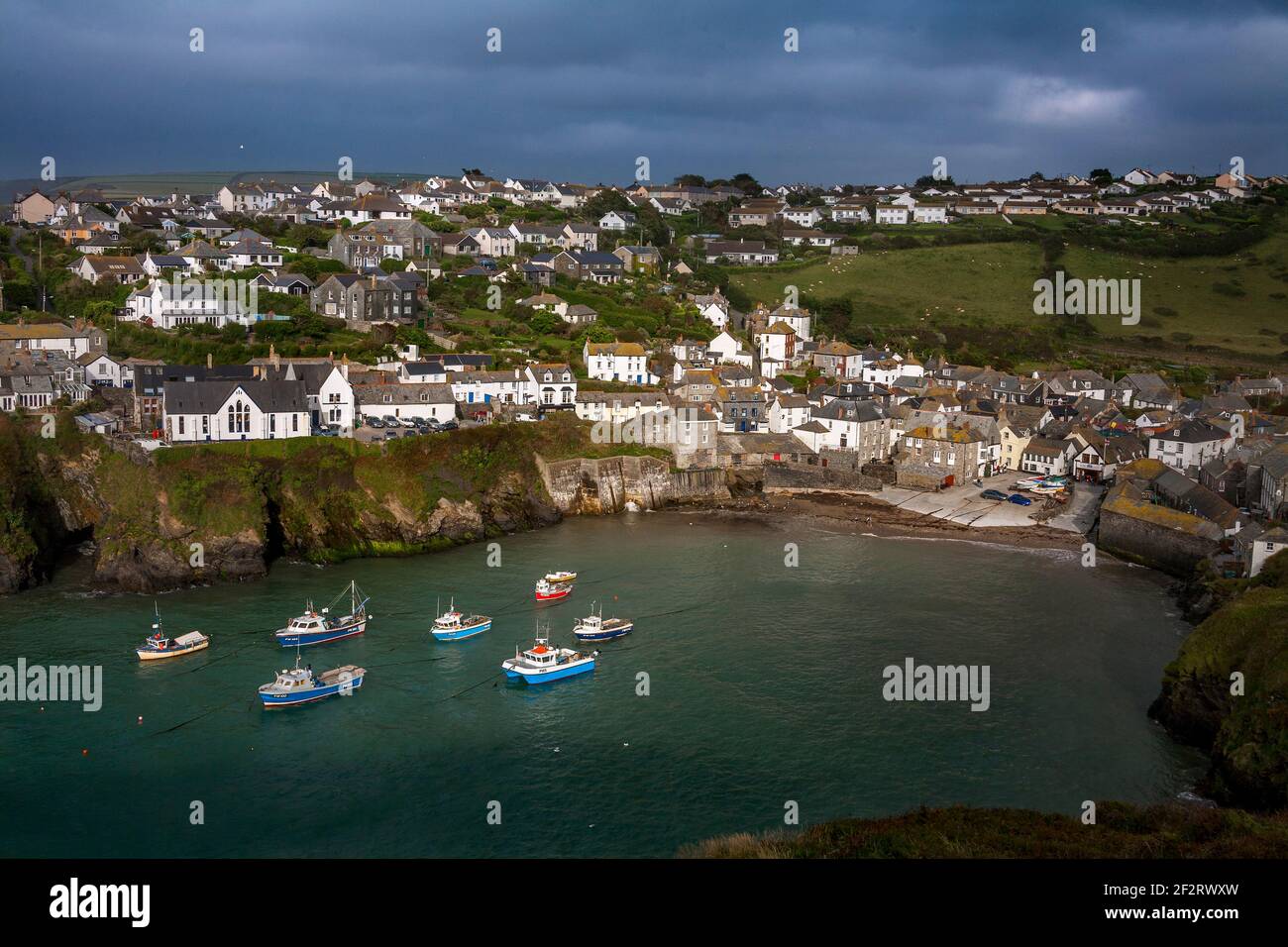 Port Issac; view of village and Harbour; Cornwall Stock Photo