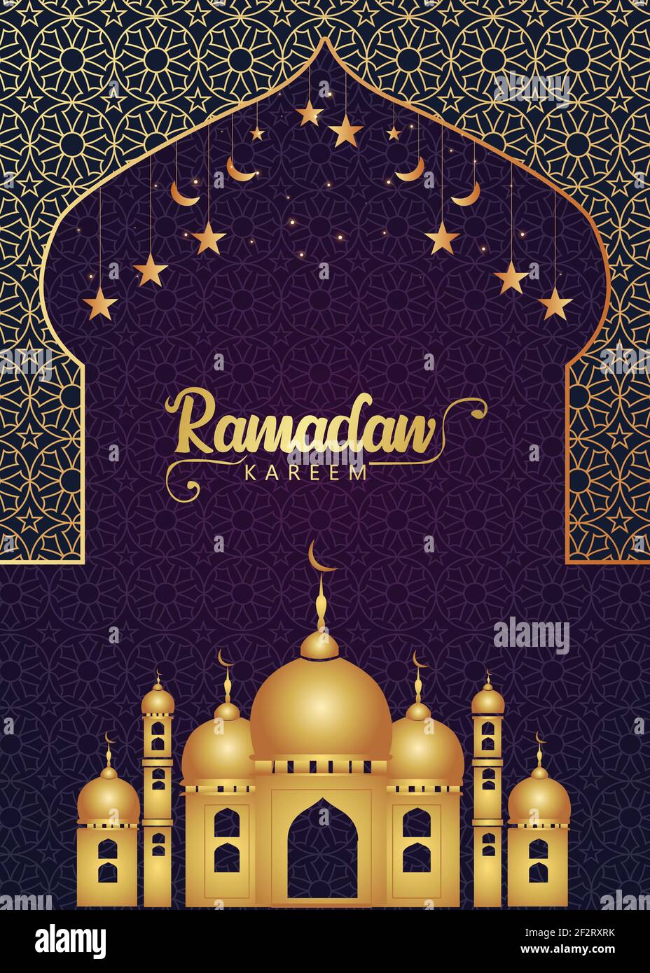 Crescent Islamic with Hanging Lantern for Ramadan Kareem and eid ...