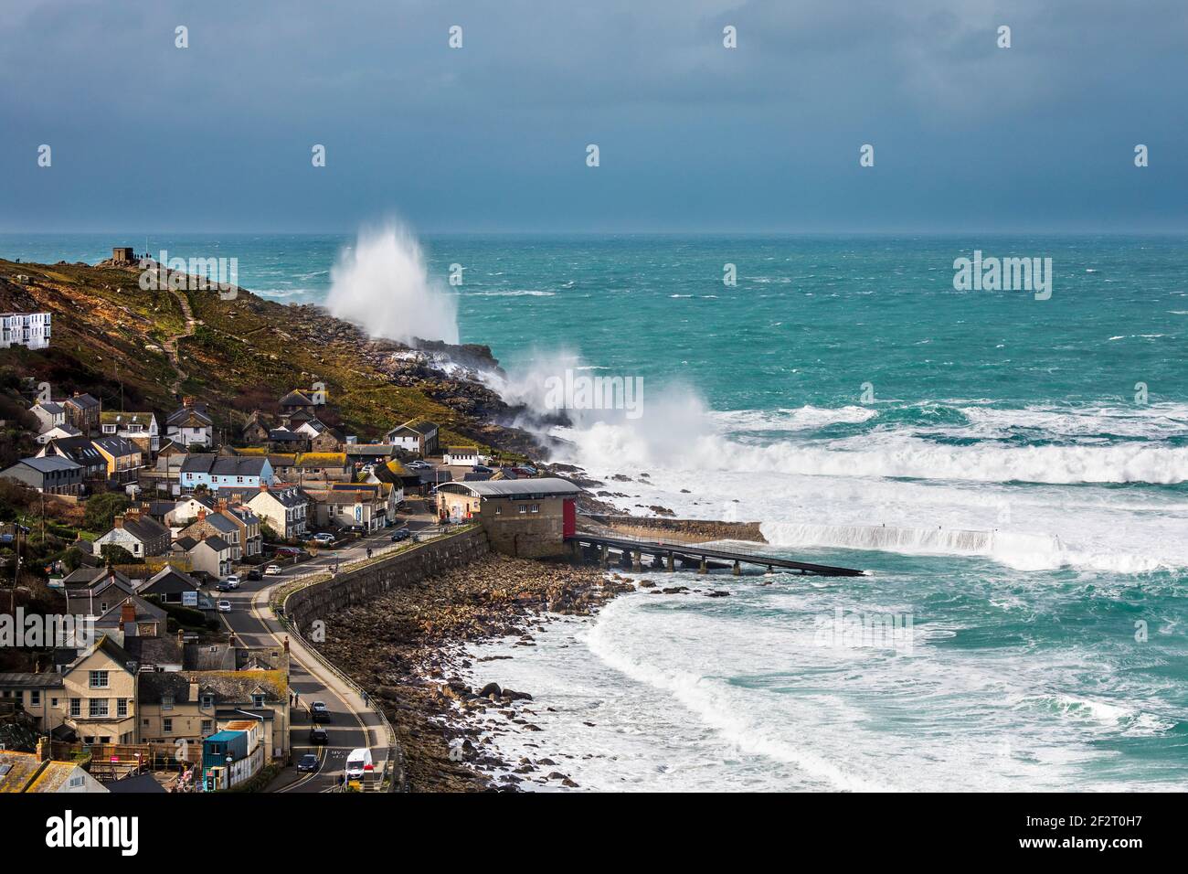 Sennen; Storm Waves; Cornwall; UK Stock Photo