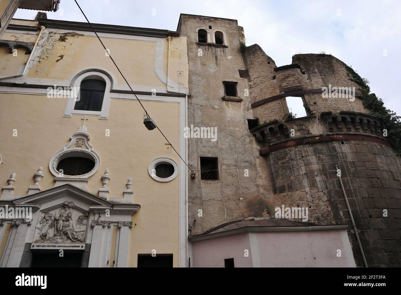 Napoli - Chiesa di San Gioacchino addossata alla Torre San Michele Stock Photo