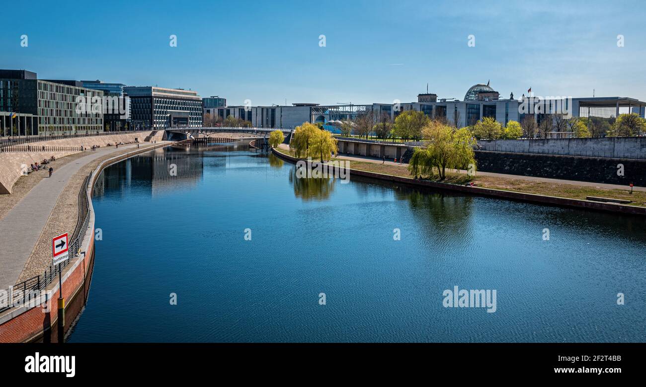 architecture around the main station in berlin and the chapel ufer during the corona lockdown in the first quarter of 2020 Stock Photo