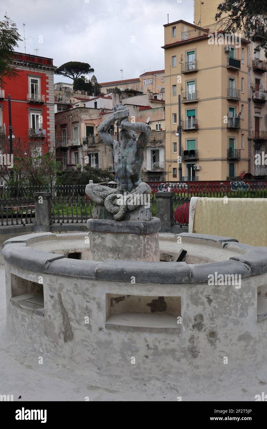 Napoli - Fontana del Tritone a Piazza Cavour Stock Photo