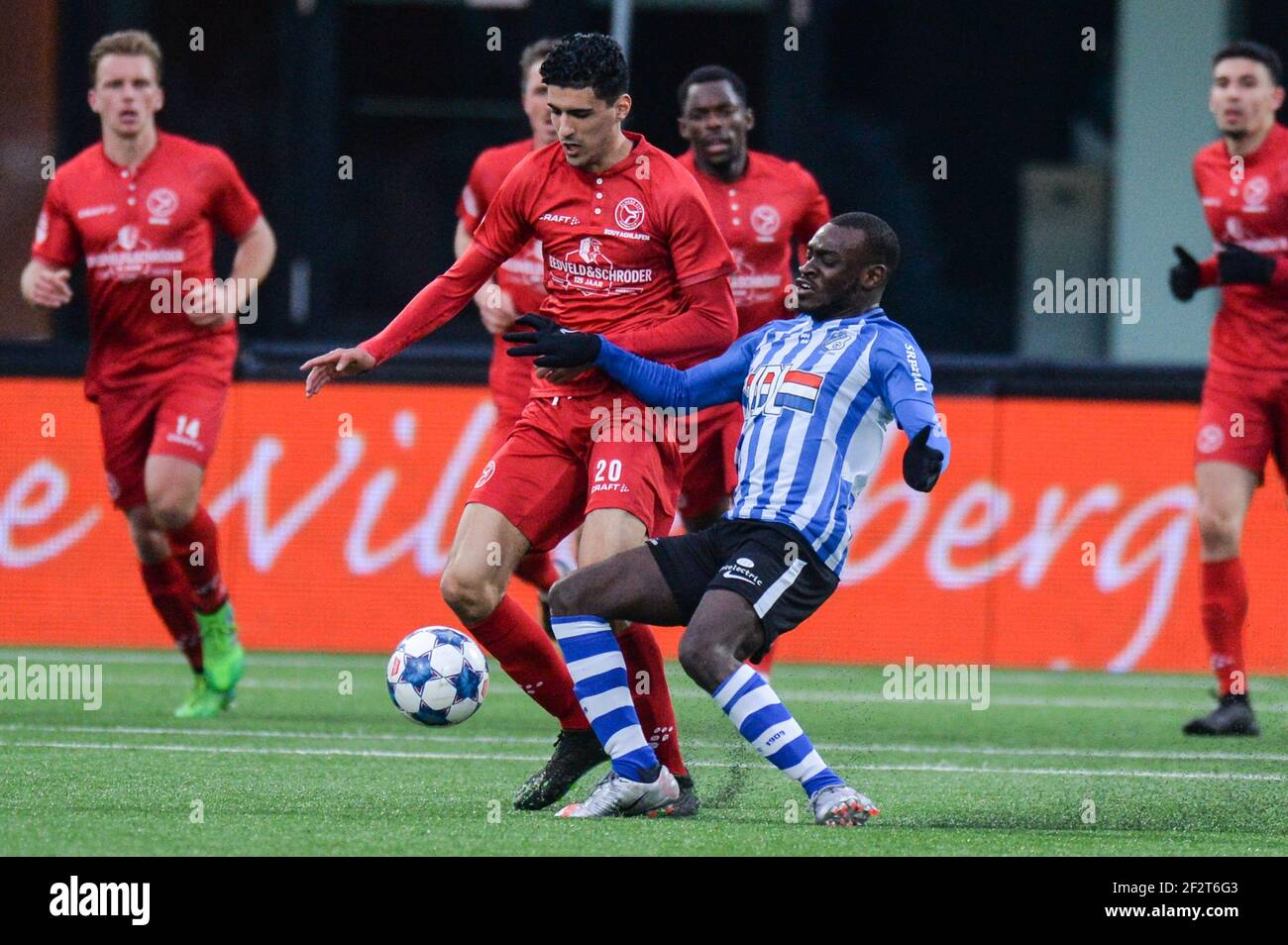 Eindhoven Netherlands March 12 Oussama Bouyaghlafen Of Almere City Fc Alef Joao Of Fc Eindhoven During The Dutch Keukenkampioendivision Match Bet Stock Photo Alamy
