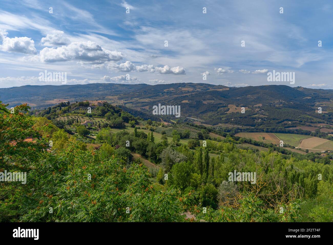 Beautiful panoramic view of the landscape near the city of Todi, Umbria, italy Stock Photo