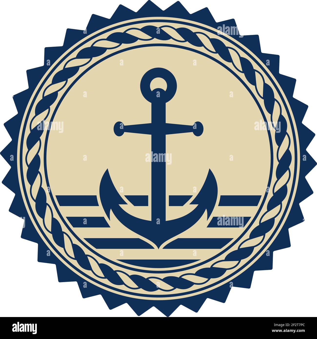 Anchor symbol vector with nautical rope in marine blue and beige color on  isolated white background. Useable as marine and nautical symbol Stock  Vector Image & Art - Alamy