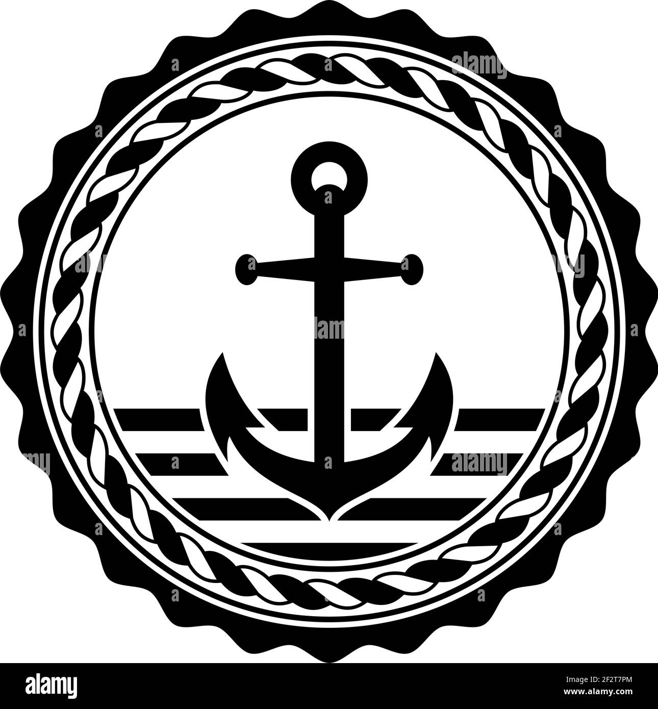 Nautical Anchor symbol vector, nautical rope in black color