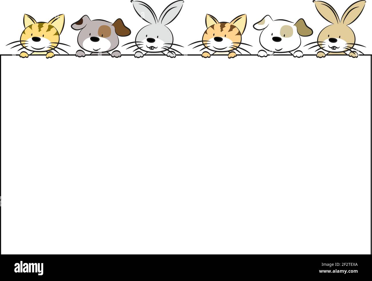 vector cartoon pets cat rabbit dog border Stock Vector Image Art Alamy