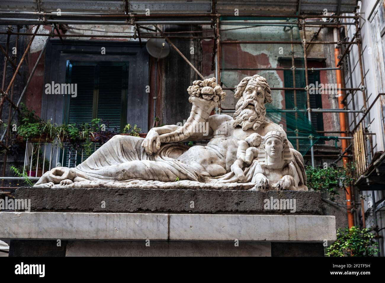 Statue of the Nile God (Statua del dio Nilo) in Spaccanapoli street in