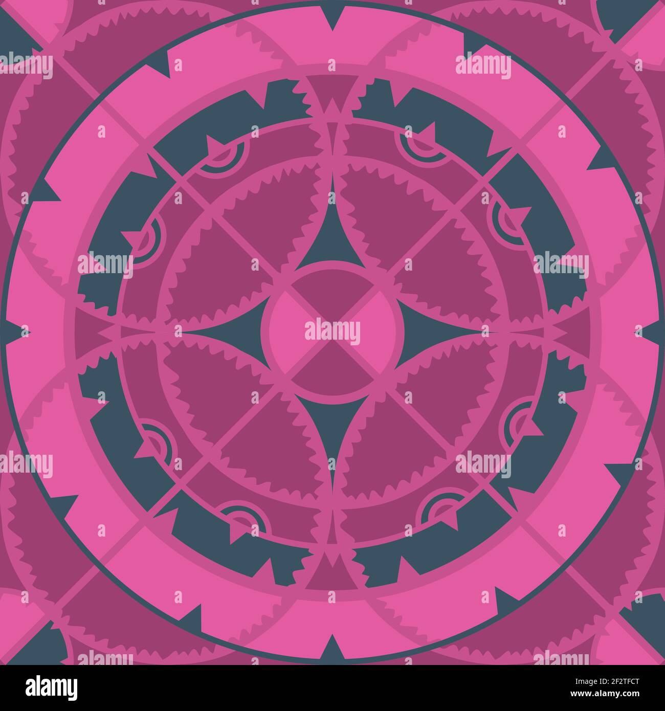 Seamless vector pattern with mosaic style wallpaper. Purple circle repeat design. Abstract background art. Stock Vector