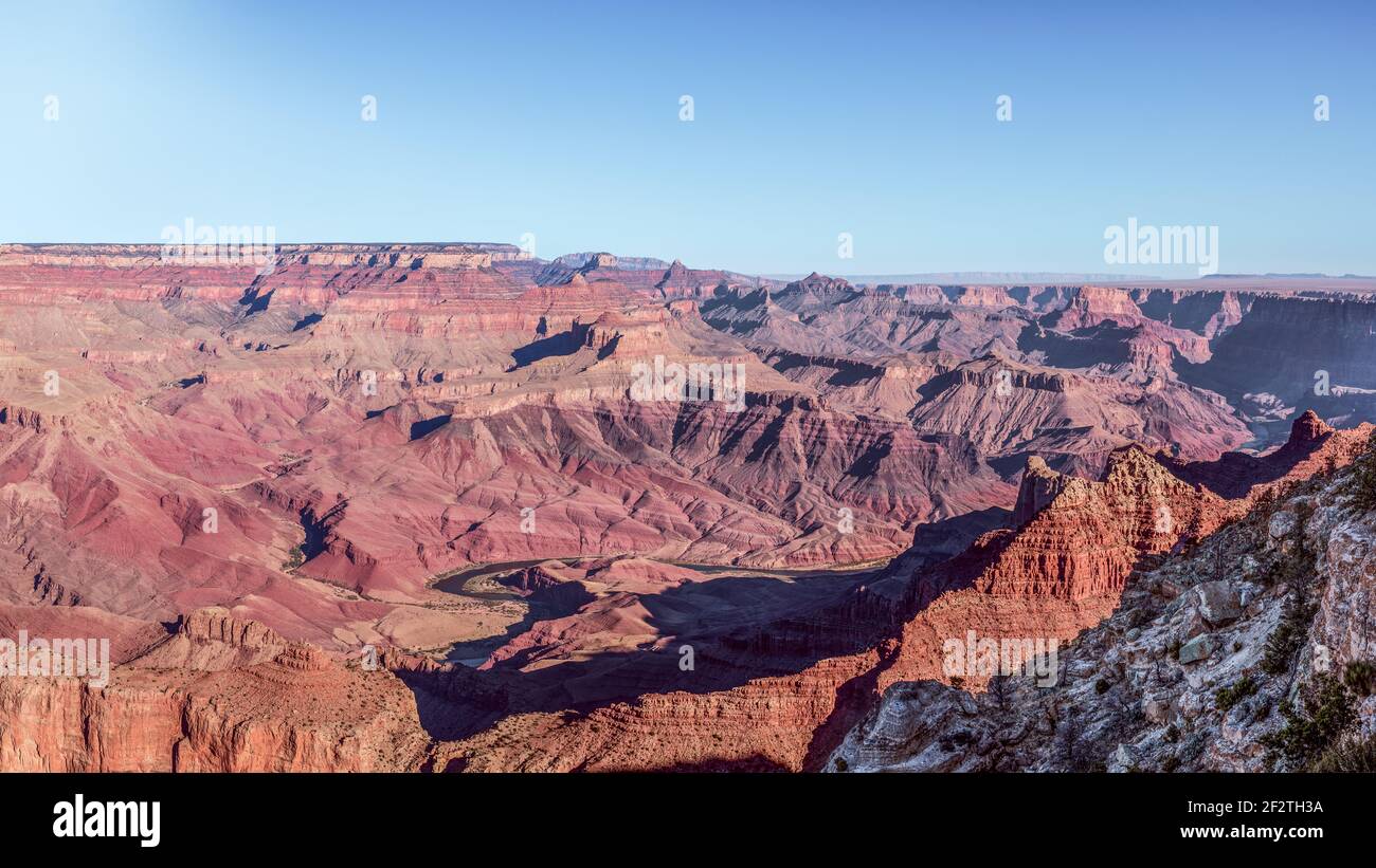 Canyon Rising Beautiful view of the Grand Canyon in the light of the rising sun Stock ...