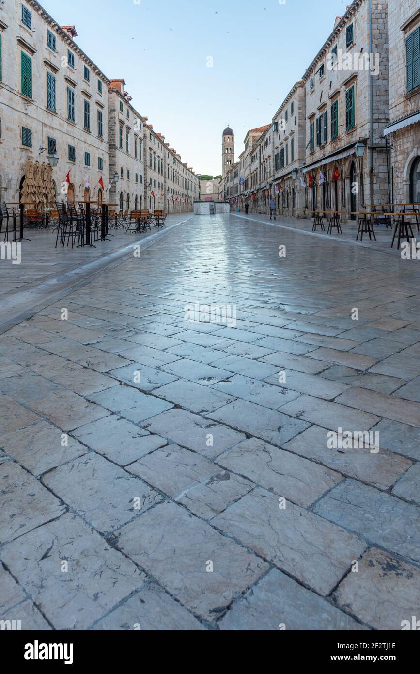 Sunrise view of Stradun street in