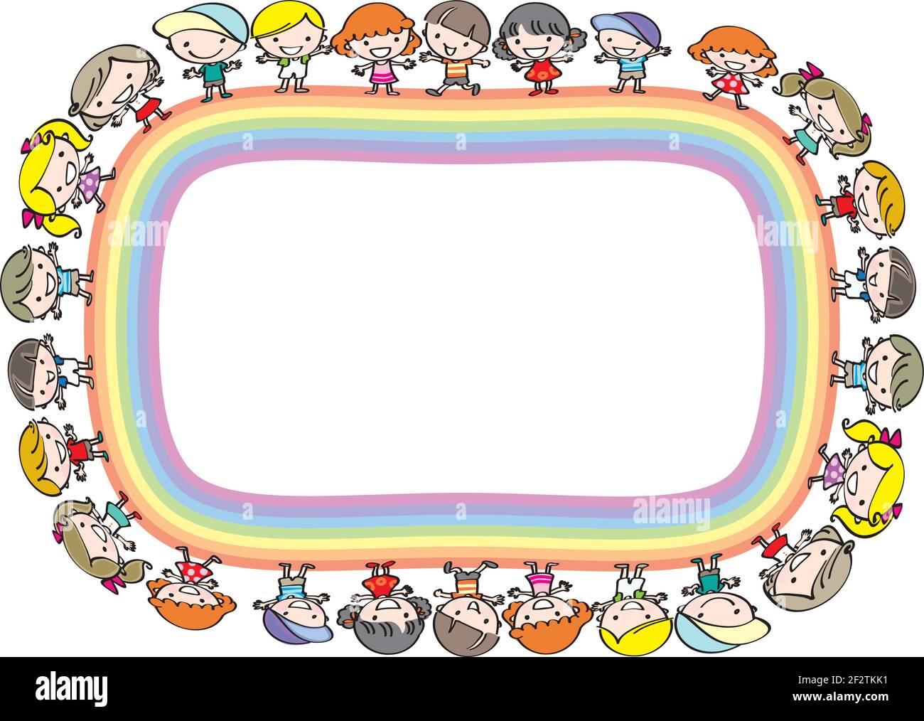 vector cartoon children on rainbow background Stock Vector Image & Art ...
