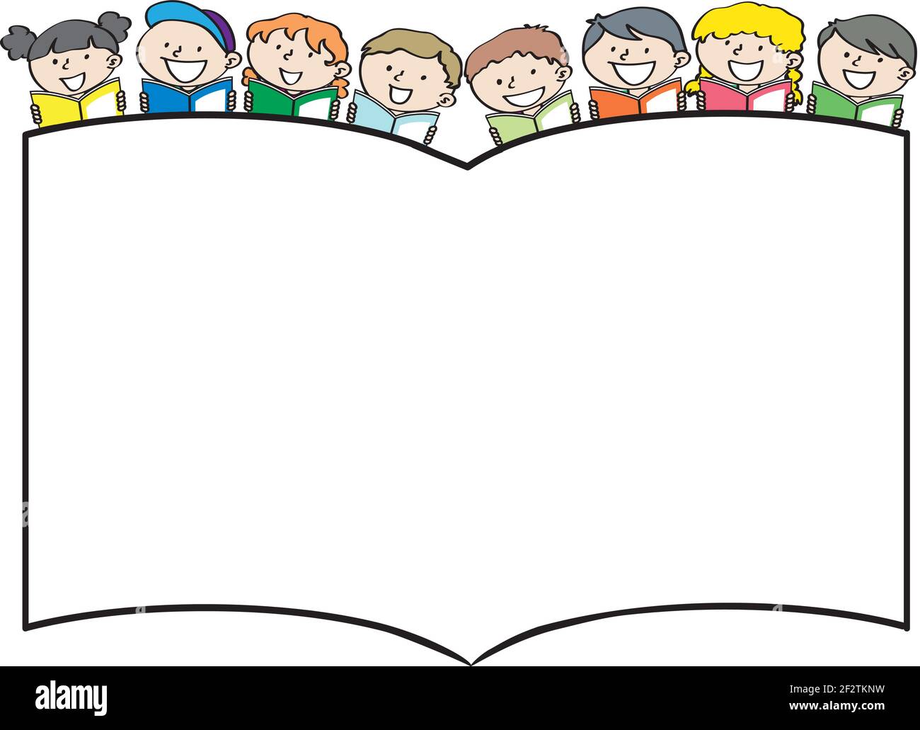 vector cartoon children reading background Stock Vector Image & Art - Alamy