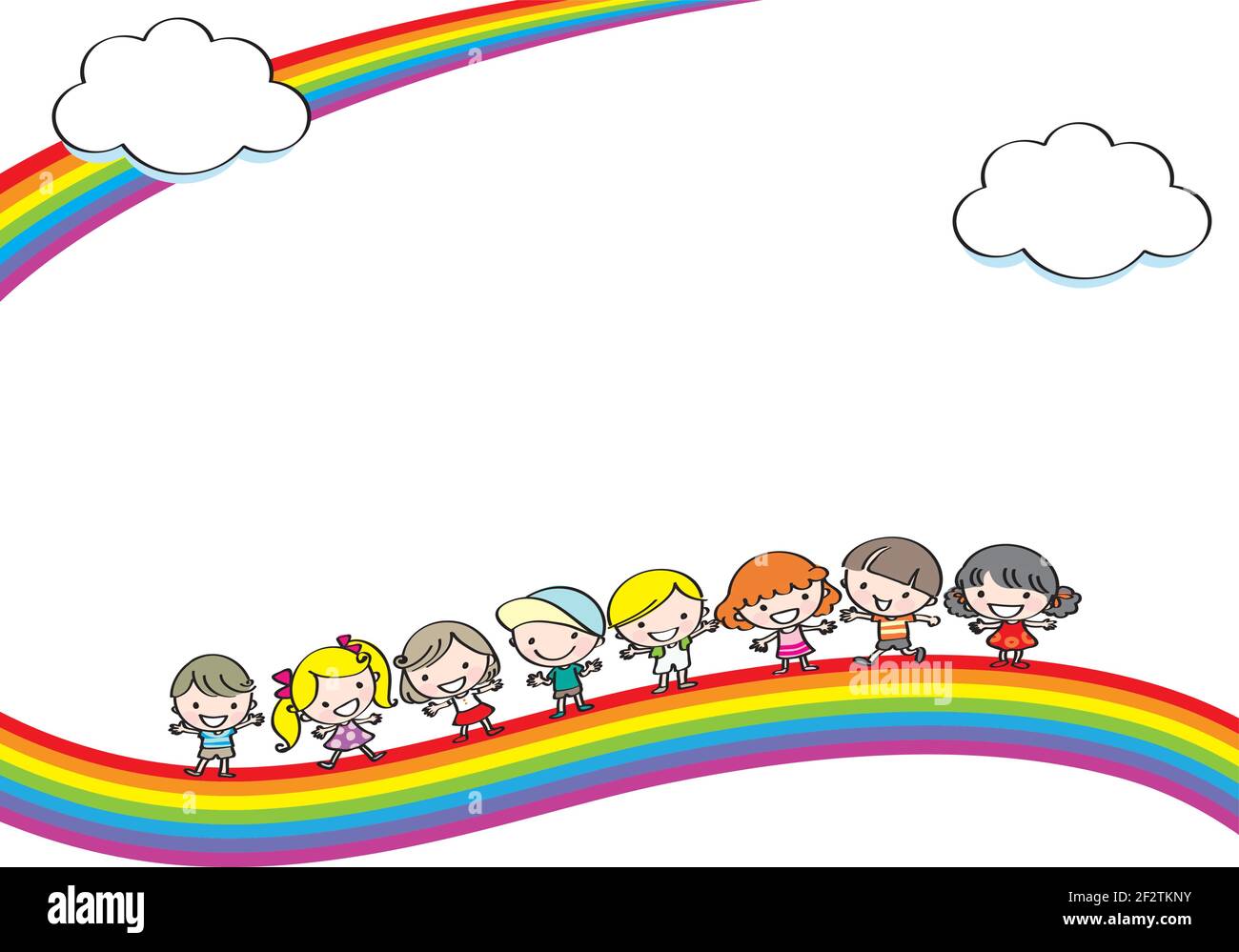 vector cartoon children on rainbow background Stock Vector Image & Art ...