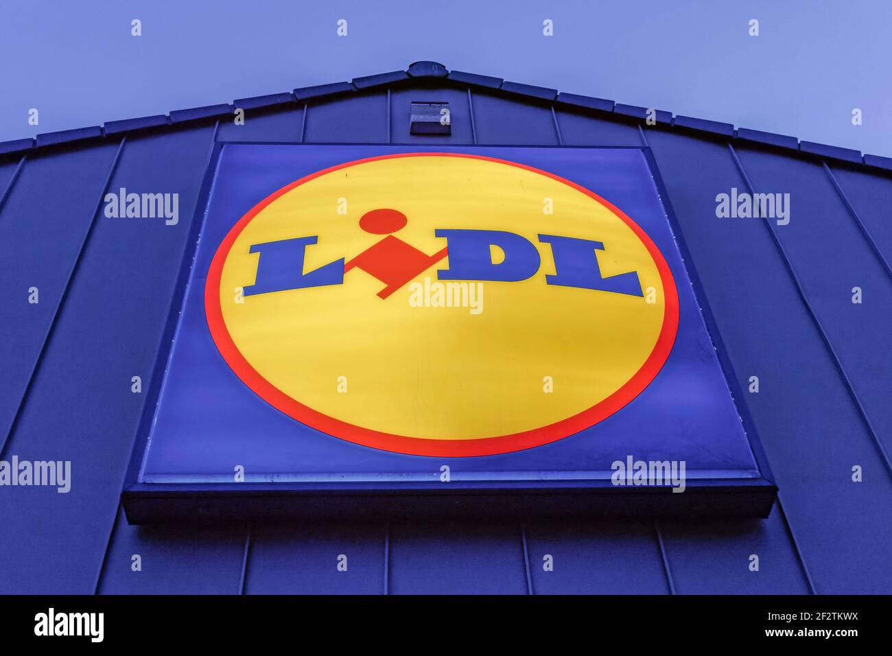 Discounter Lidl, Logo, Schild, Deutschland, Europa Stock Photo