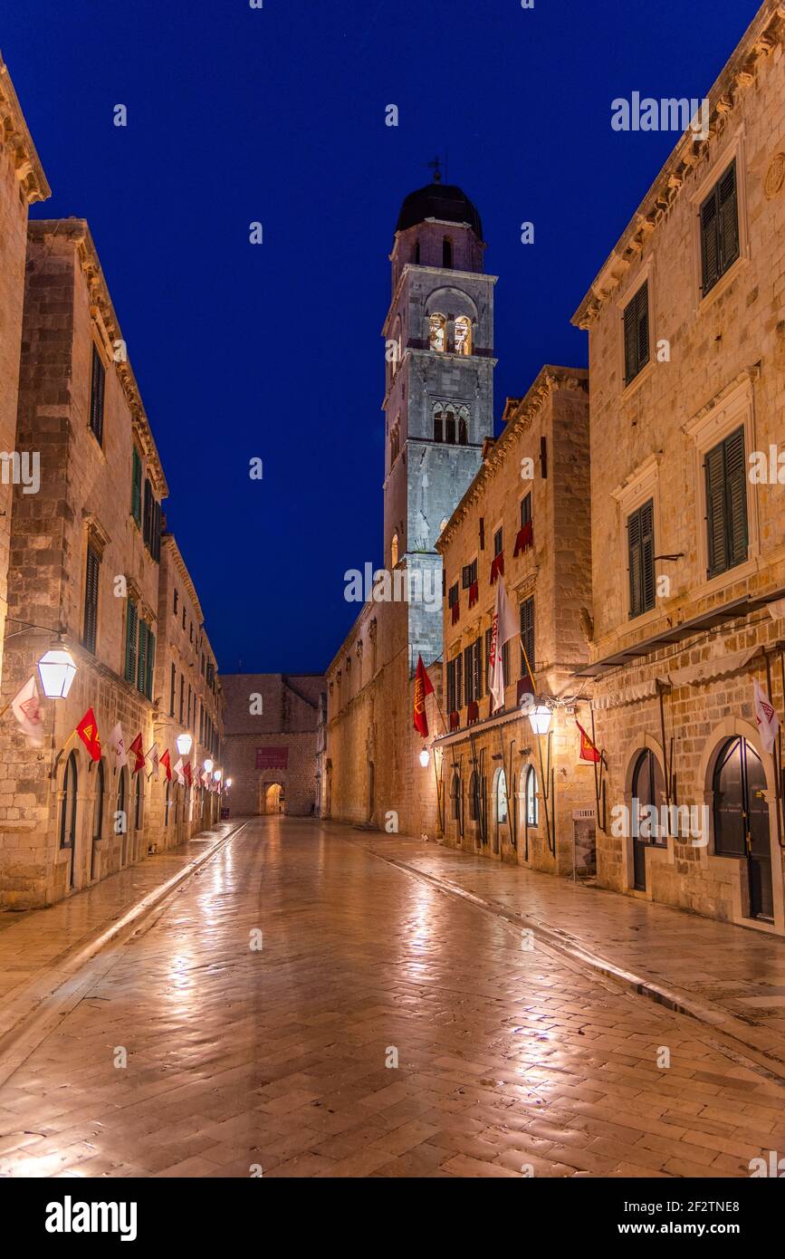 Sunrise view of Stradun street in
