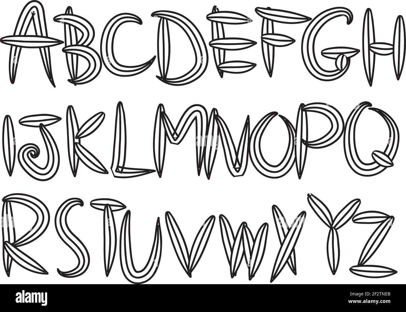 English word capital letter handwriting design Stock Vector