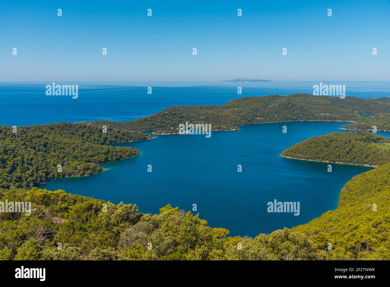 Aerial View Of Veliko Jezero At Mljet National Park In Croatia Stock Aerial View Of Veliko Jezero At Mljet National Park In Croatia Stock