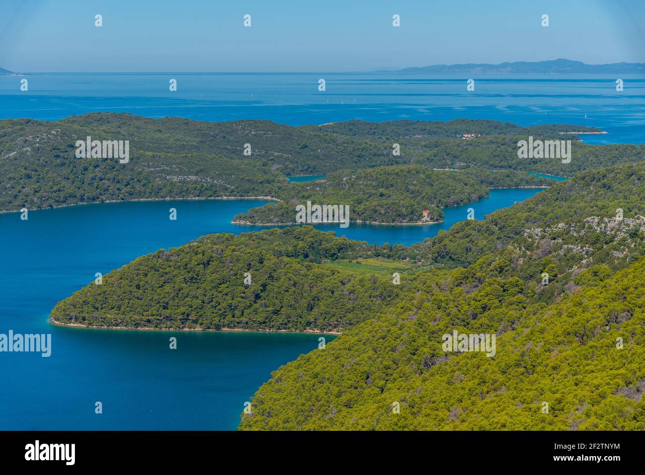 Aerial View Of Veliko Jezero At Mljet National Park In Croatia Stock Aerial View Of Veliko Jezero At Mljet National Park In Croatia Stock