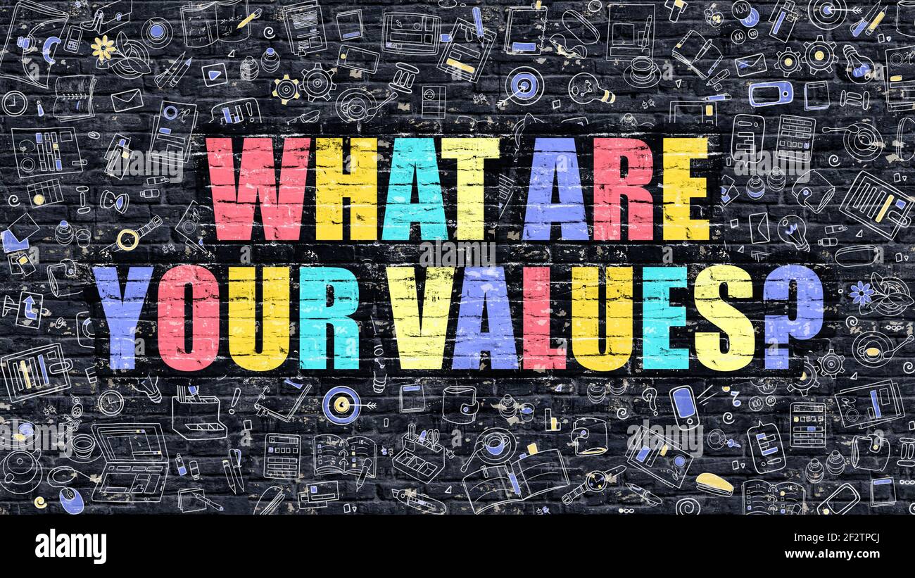 What are Your Values in Multicolor. Doodle Design. Stock Photo
