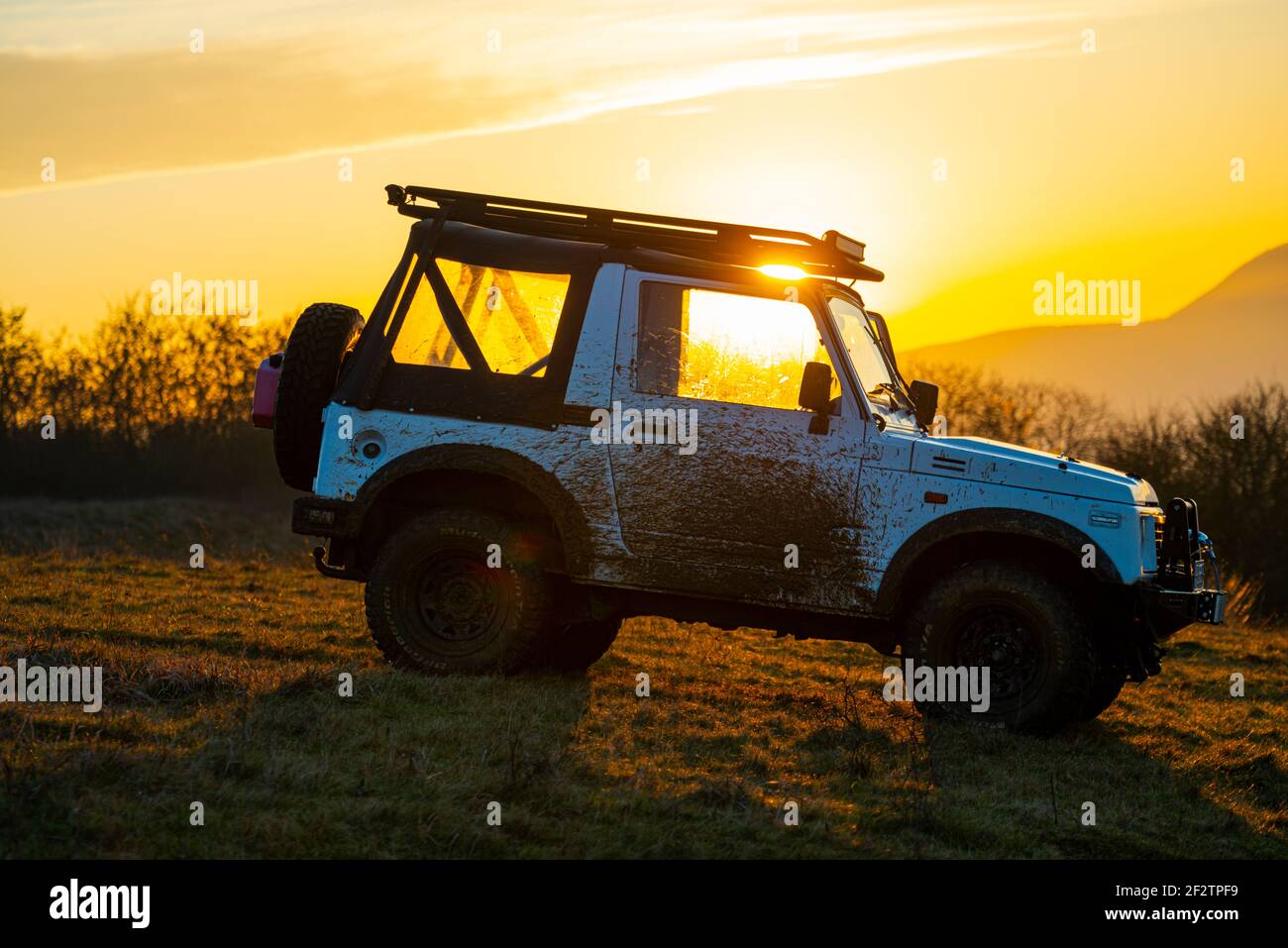 Offroad car on the mountain Stock Photo