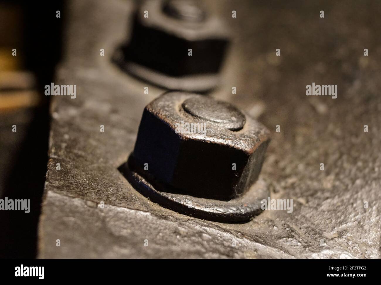 Nut and bolt close up with shallow Dof Stock Photo
