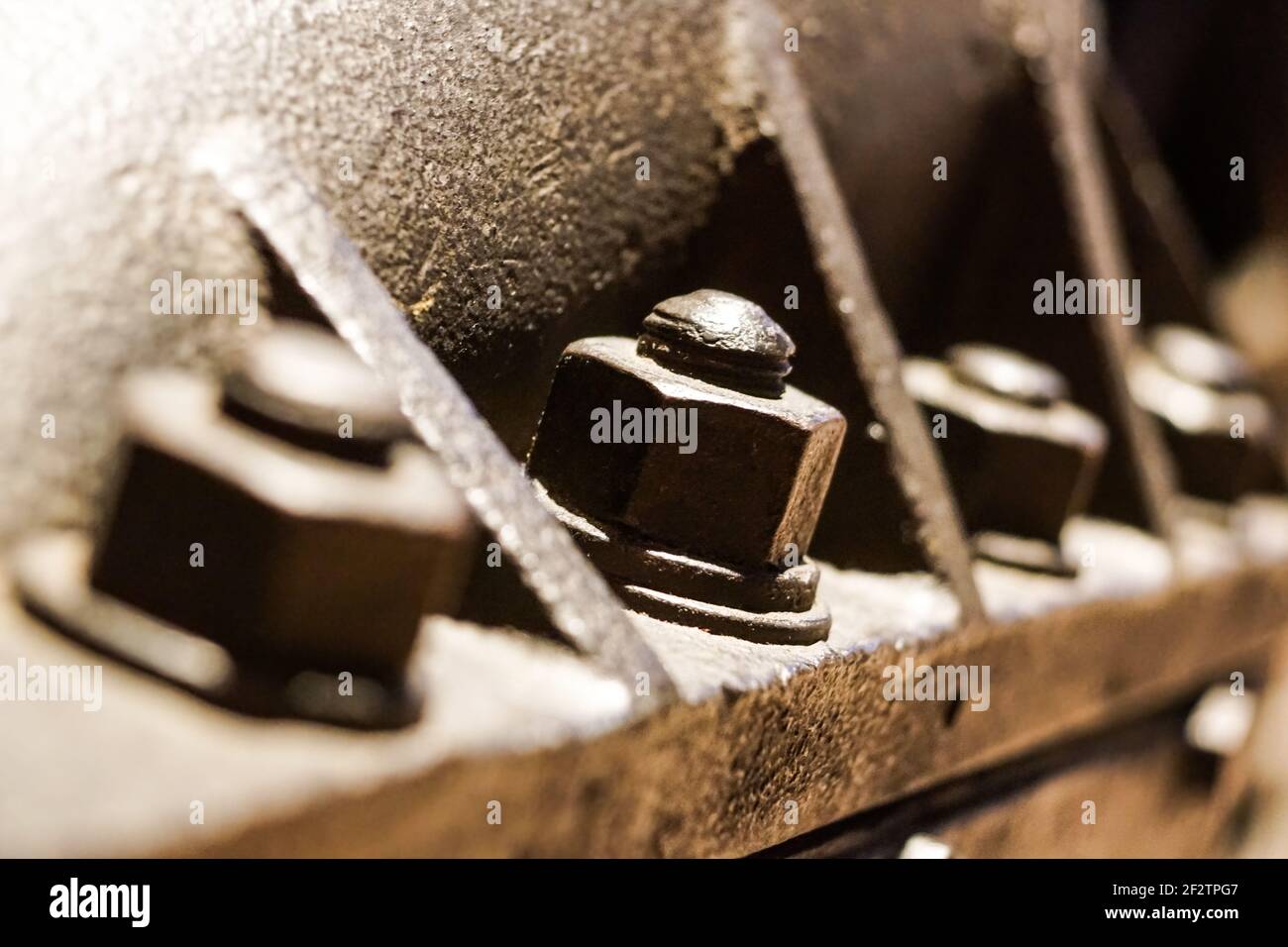 Nut and bolt close up with shallow Dof Stock Photo