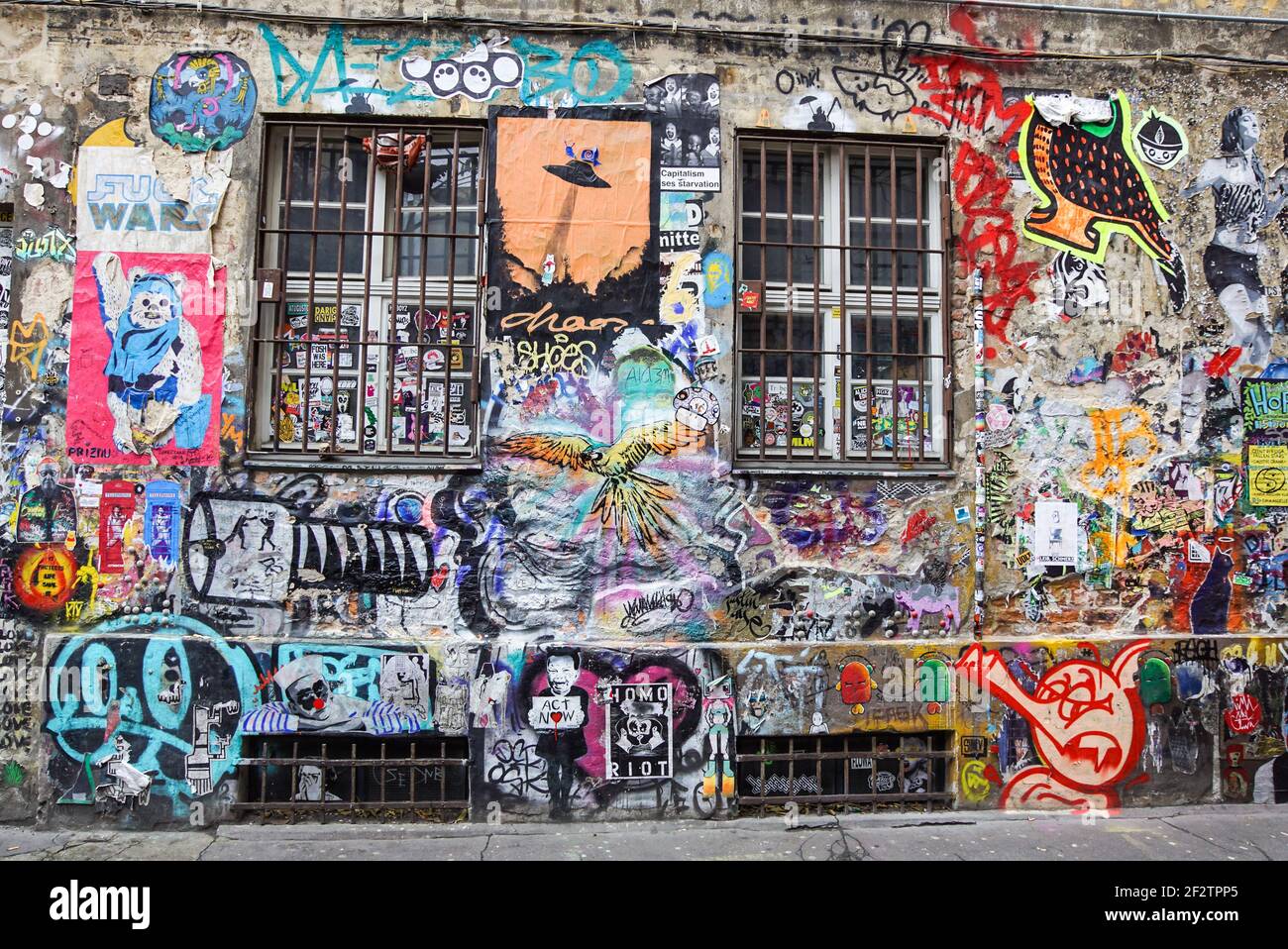 BERLIN - December 2020 : Typical grunge art court in Berlin . This art doesn t hide between four walls waiting for the art market to forge its value Stock Photo