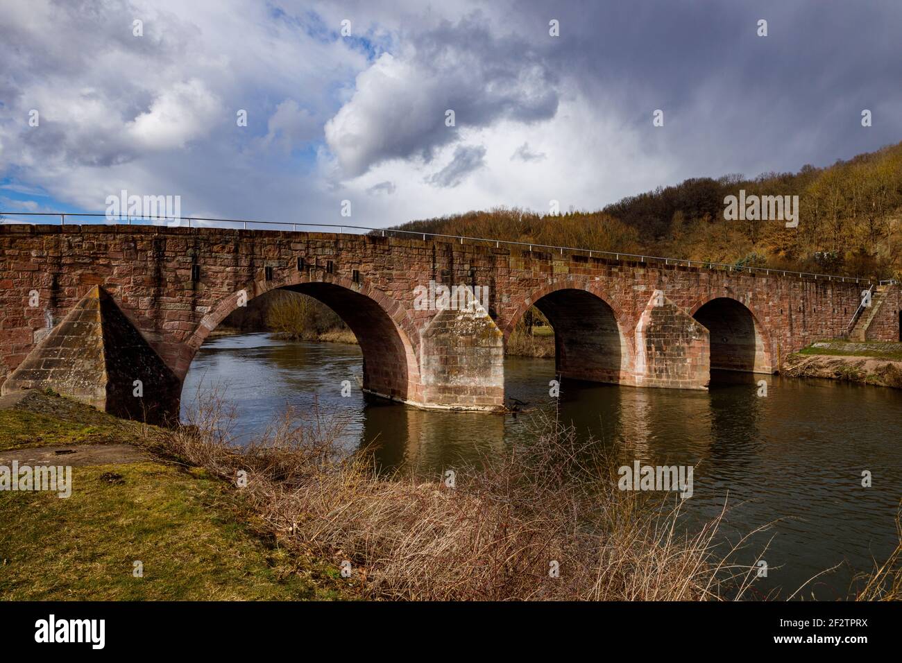 The historic Werra Bridge of Vacha in Thuringia Stock Photo