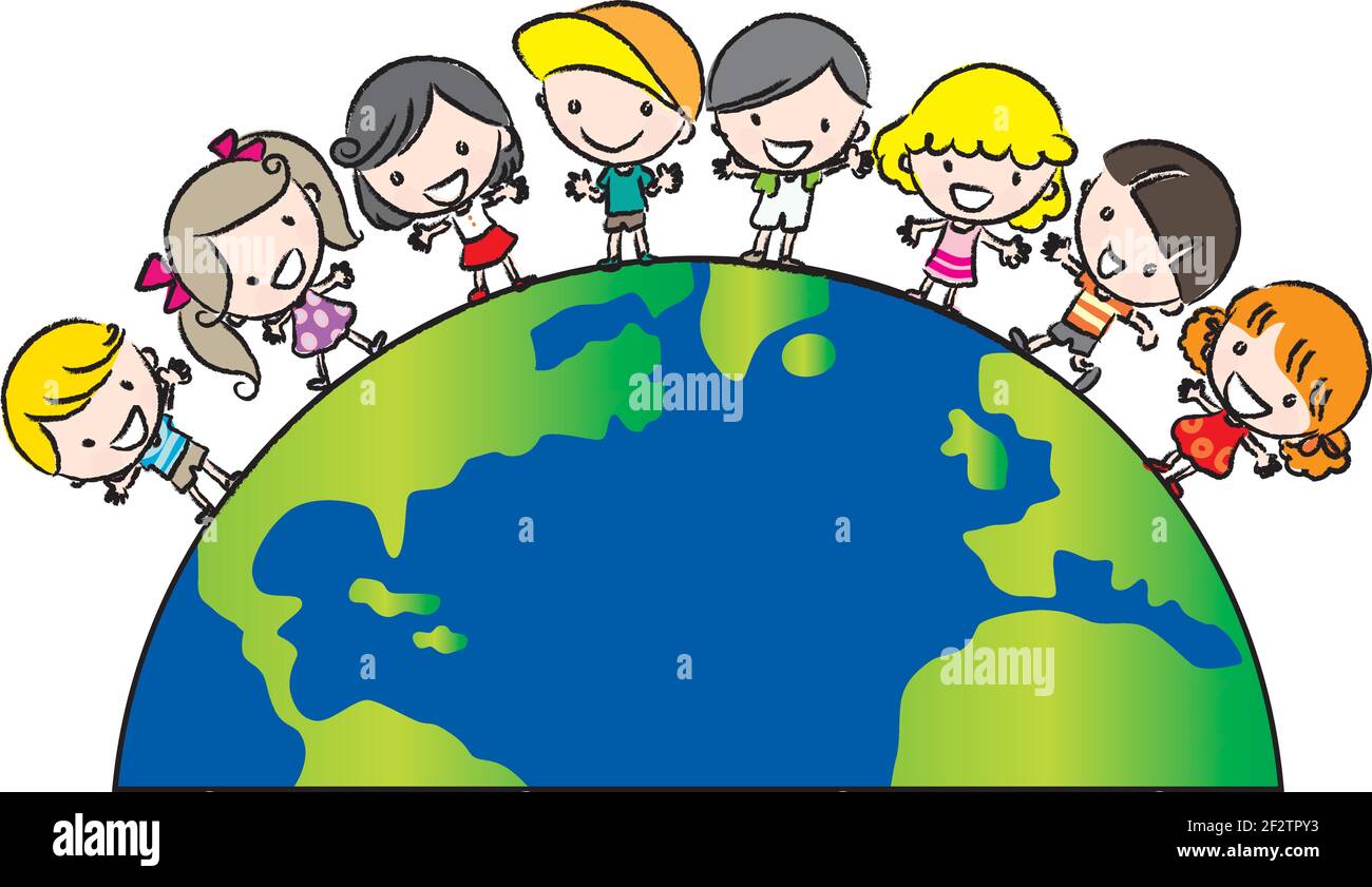 vector cartoon children on earth Stock Vector Image & Art - Alamy