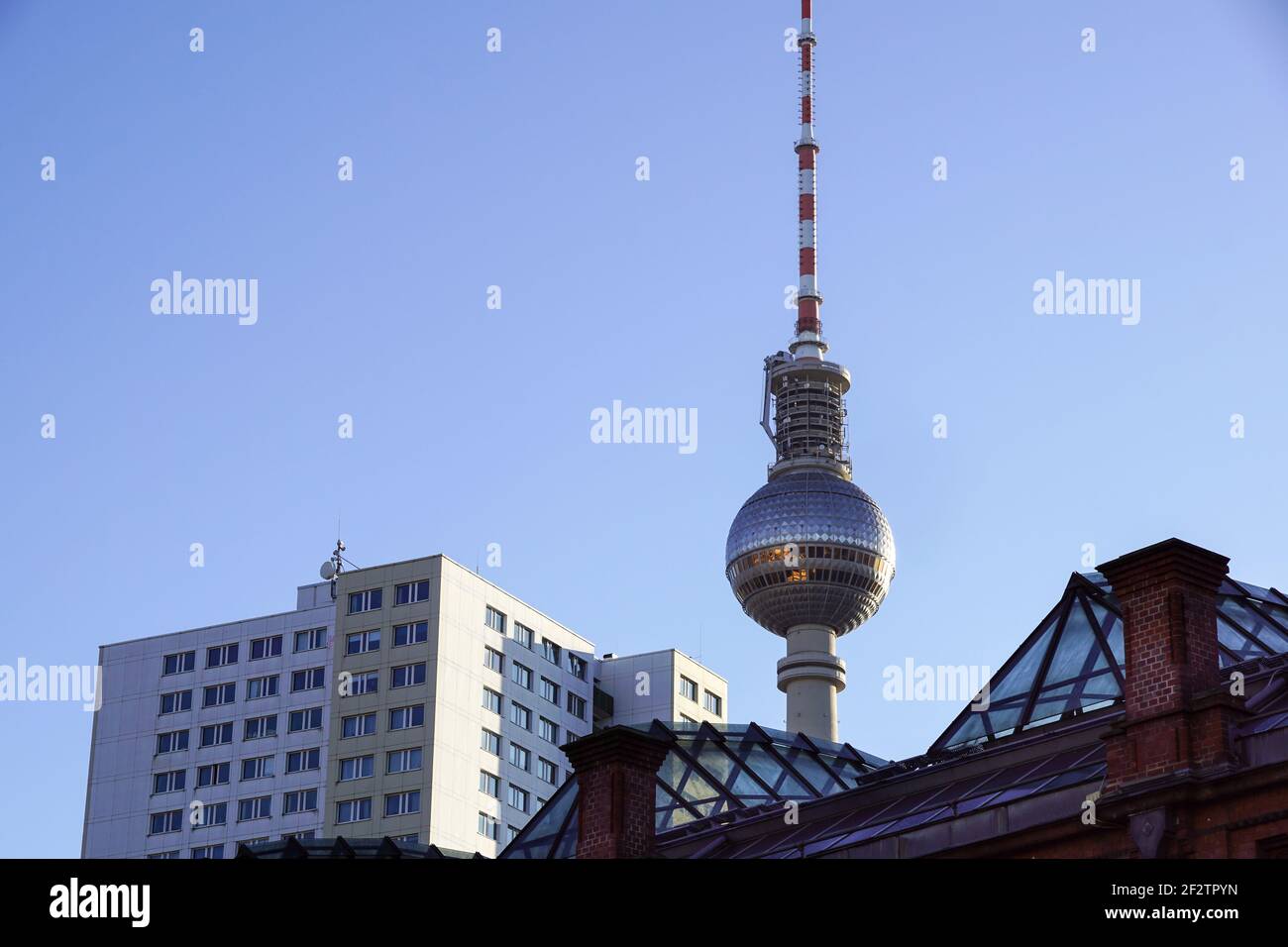 Berlin TV Tower on Alexanderplatz Germany panorama Stock Photo