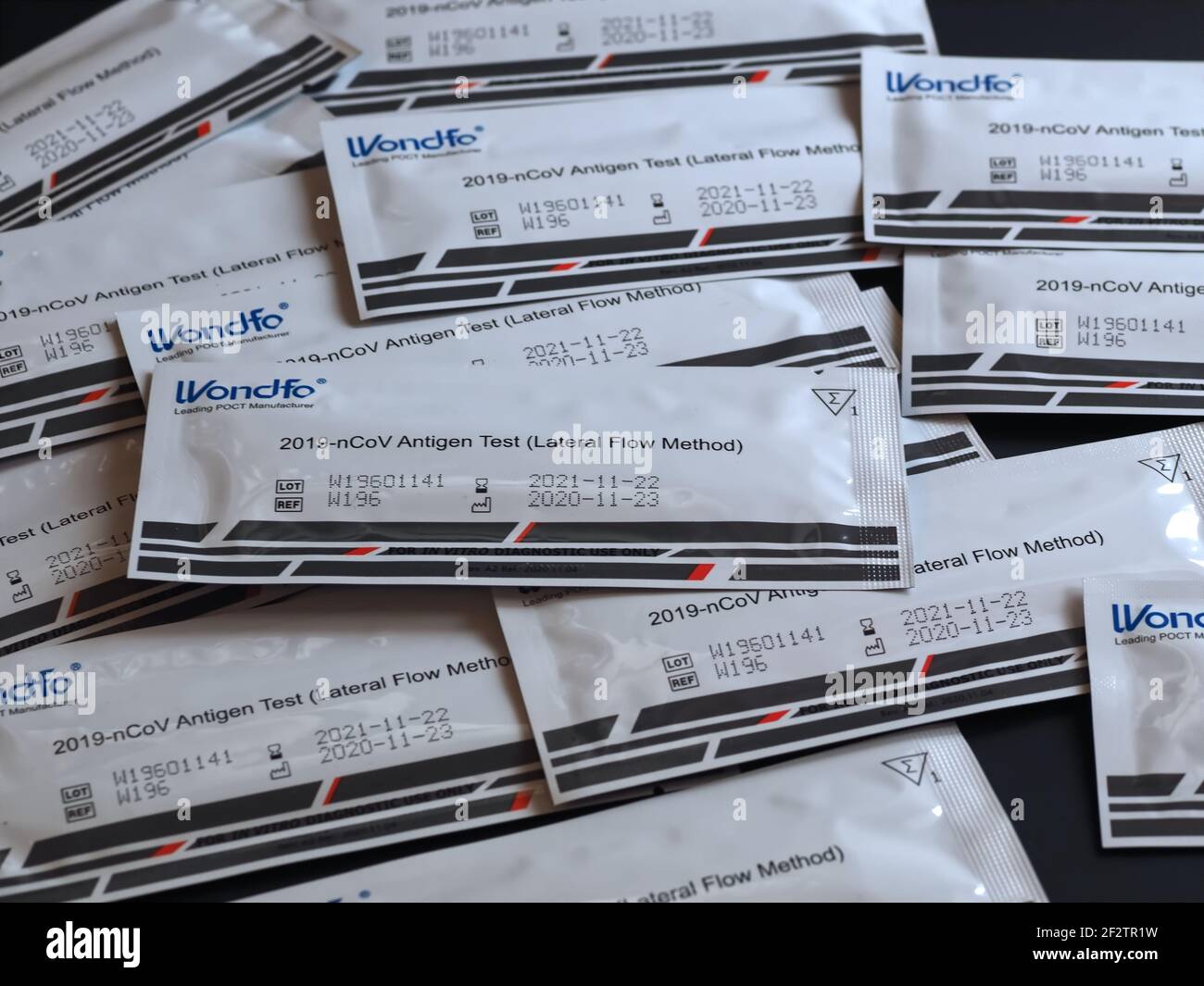 Wondfo Covid-19 or Corona Antigen Test for quick testing Stock Photo