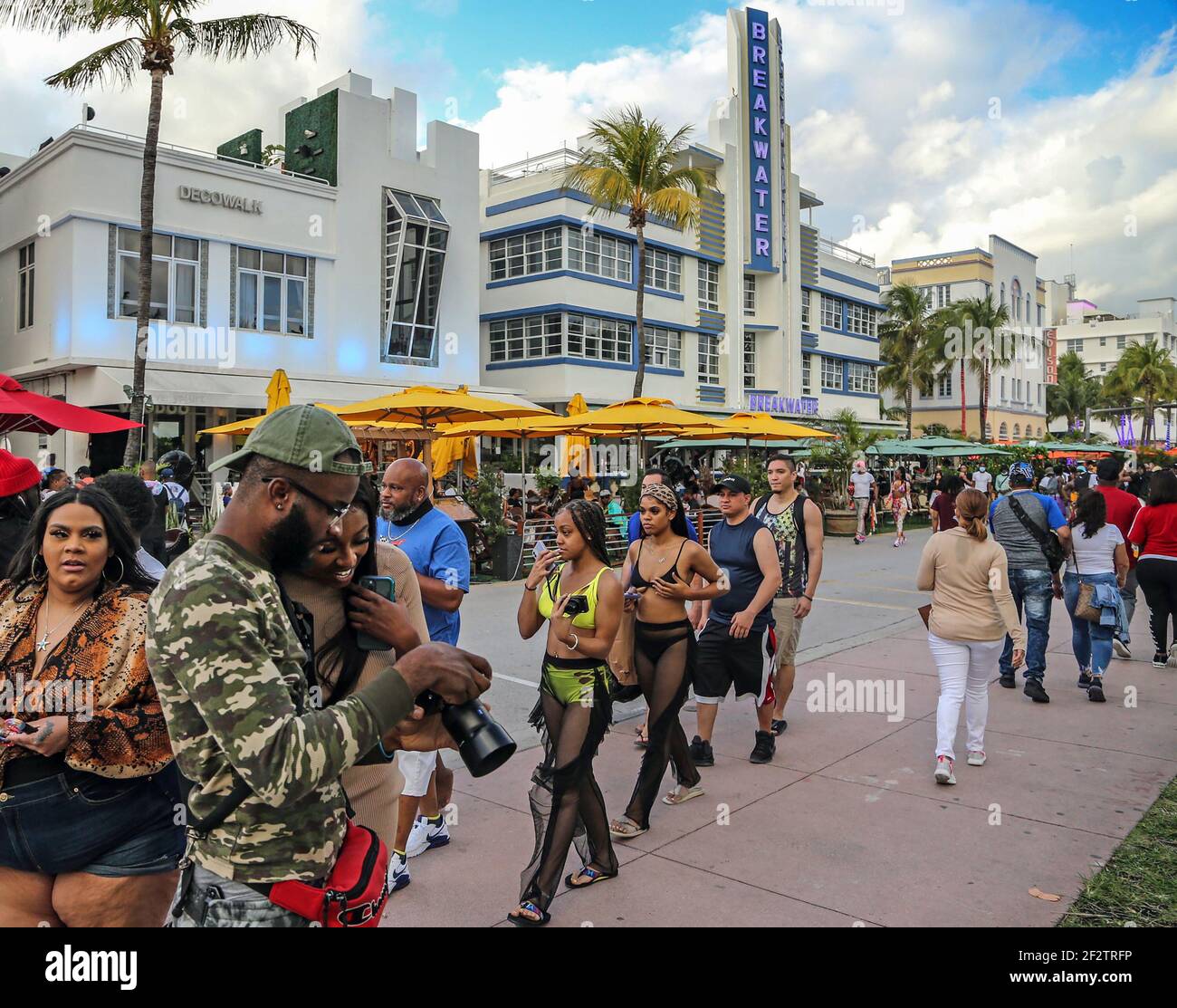Miami, USA. 11th Mar, 2021. Despite the Coronavirus pandemic, spring breakers return to South