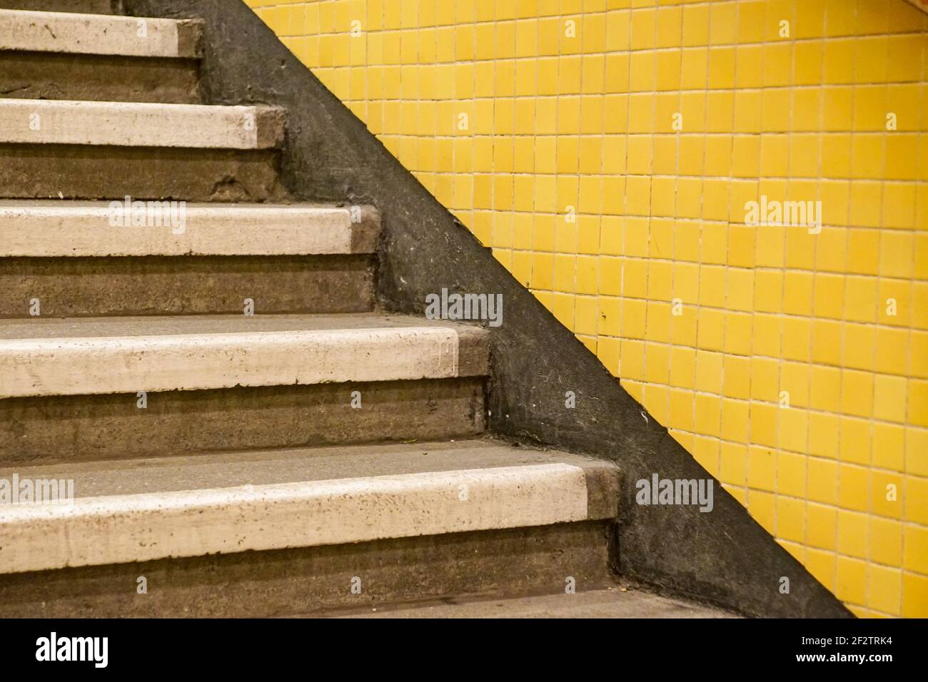 stairs in the subway . Empty metro stair at station railway Stock Photo