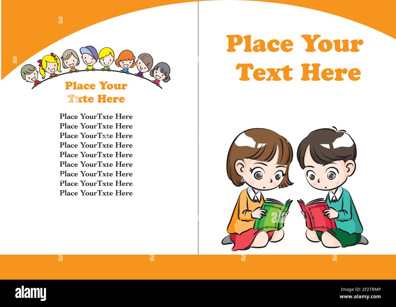 vector boy and girl reading education book cover design Stock Vector ...