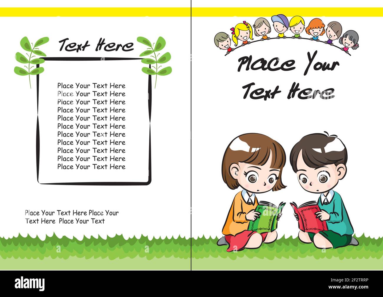 vector boy and girl reading education book cover design Stock Vector ...